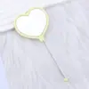Nuevo Espejo de Maquillaje de Mano con Forma de Corazón Espejo de Corazón Creativo DIY con Perlas Espejo de Maquillaje de Plástico Portátil de una Cara Venta al por Mayor