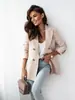 Comercio exterior transfronterizo Ropa de mujer europea y americana Amazon AliExpress 2024 otoño e invierno chaqueta de traje pequeña de moda de color sólido cruzada