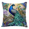 Funda de Almohada de Lino Serie Hojas de Selva Tropical Amazonia Dorada Cojín Estampado Tridimensional Cojín para Coche Sofá