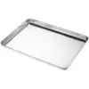 Bandeja Quadrada de Aço Inoxidável 304 com Fundo Plano e Malha Filtrante para Controle de Óleo, Bandeja Retangular com Grade