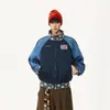 Chaqueta Retro Americana con Cuello Alto de Estrella para Hombre y Mujer Otoño Tendencia Marca Bloque de Color Casual Cárdigan Chaqueta Corta de Pareja Top