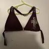 Moda Praia Feminina Estilo Y2K High Street Sexy Hot Girl Sem Alças Peça Única Padrão Cruzado Strass Amarração Top