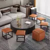 Taburete Sofá Cubo Multifuncional Nórdico Cinco en Uno Taburete Bajo para Uso Doméstico, Taburete Cuadrado para Cambiar Zapatos, Taburete de Mesa de Café Moderno para Sala de Estar