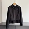2026 nuevo estilo chaqueta deportiva y de ocio de imitación de dos piezas abrigo corto sudadera con capucha de cremallera cárdigan corto venta al por mayor H03BW082
