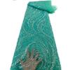 Tela de malla de encaje de lentejuelas ligeras transmitidas vestido verde simple tela de ropa