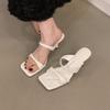 Sandalias Rojas de Tacón Alto sin Cierre Zapatos de Hada 2026 Nueva Moda de Verano Sandalias Pequeñas sin Cierre Estilo Francés para Exteriores