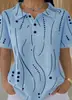 2026 Transfronterizo TEMU Nueva Blusa de Verano para Mujer Color Sólido Estampado Digital 3D Cuello de Botones Manga Corta