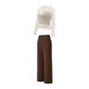 Conjunto de Yoga Ligero y Transpirable para Mujer, Cubierta de Malla para Superponer, Pantalones de Pierna Ancha de Cintura Alta, Conjunto de Dos Piezas para Entrenamiento en Gimnasio para Mujer