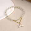 Pulsera de Mariposa de Cristal Ópalo para Mujer Pulsera Imitación Luna Gris Ins Versátil Elegante Moderna Estudiante alta calidad Regalo