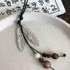 Colar de Franja Folha de Ginkgo Novo Estilo Chinês Tradicional para Mulheres, Design de Estilo Antigo, Acessório de Corrente para Suéter com Cordão, Decoração Diária Versátil
