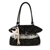 Bolso de hombro bordado con cielo estrellado rosa para mujer, bolso de mano de alta estética estilo coreano con decoración de encaje, bolso para estudiante y para ir al trabajo