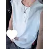 Camiseta Masculina Henley Sem Manga Americana, Colete Fitness de Sensação Fresca para o Verão, Regata Esportiva Fresca e de Alta Qualidade