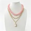 Cadena de Perlas Oceánicas de Venta Caliente Transfronteriza Europea y Americana Cadena para Clavícula de Mujer Colgante de Estrella de Mar y Concha Collar Multicapa Apilable Venta al por Mayor