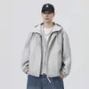 Jaqueta Masculina de Outono Falsa Duas Peças 2026 Novo Estilo Jovem Estudante Marca Tendência Toque de Luxo Jaqueta com Capuz Masculina Primavera Outono