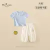XiafanVerão Novo Estilo Conjunto de Algodão Puro para Bebês e Crianças Pequenas Meninas, Camiseta de Cor Sólida e Calça Lanterna, Conjunto Fino de Duas Peças