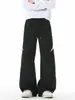 Calça Moletom Deconstruída Listrada Masculina Outono Estilo Americano Pesado Preguiçoso Design Casual Solto Calças Esportivas Casuais Retas
