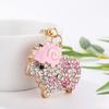 Colgante de bolsa de pareja de oveja del zodiaco con diamantes de imitación, cadena de llaves de coche de oveja con diamantes de gota de aceite, pequeño regalo
