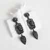 Pendientes Amazon transfronterizos, extragrandes, electrochapados, elegantes, de estilo largo, con un toque de alta gama, adornados con borlas y pedrería negra