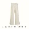 Calças Flare de Cashmere Outono e Inverno Tricotadas Elegantes Camada de Ar de Cashmere Espessadas Cintura Alta Casuais Novas Emagrecedoras Versáteis