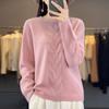 Suéter de lana nuevo de otoño e invierno 2024 para mujer, cuello redondo, suelto, estilo informal, de cachemira, tejido vintage