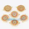Acessórios de joias DIY metade prata 925 dourado micro incrustado cor turquesa disco de girassol conector de girassol