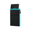 Portatarjetas de metal con función de extracción automática, pegatina para tarjetas, clip para tarjetas bancarias, funda para tarjetas de crédito, pegatina trasera, portátil, simple y multifuncional