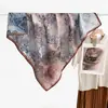 Nuevo pañuelo cuadrado de seda de doble cara con patrón de espiga bicolor para otoño e invierno de 90 cm, pañuelo y chal de moda con margarita verde de doble uso