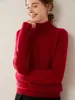 Suéter de cashmere de gola alta para mulheres, pulôver, cor sólida, malha de cor pura dupla camada espessada, suéter base tricotado