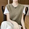 Chaleco retorcido de cuello redondo para mujer, Chaleco de punto para primavera y otoño, Chaleco sin mangas trenzado retorcido, Diseño de prenda exterior estilo perezoso