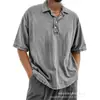 2026 Site Independente da Amazon Transfronteiriço Camisa Polo Casual Versátil de Manga Curta com Botões 100% Algodão para Homens