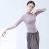 Roupa de Prática de Dança Clássica, Blusa Feminina de Manga Longa com Gola Meia-Alta, Roupa de Dança, Ajuste ao Corpo, Treinamento Corporal Diário, Camiseta Básica de Novo Estilo