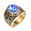 Comercio Exterior Joyería al por Mayor Soldado Europeo y Americano Ancla Naval Anillo Militar Anillo de Acero de Titanio para Hombres Anillo con Piedra Preciosa