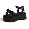 Sandálias de Sola Grossa para Mulheres Usarem no Trabalho Sem Cansar os Pés, Nova Moda de Verão 2026 Sapatos Versáteis que Aumentam a Altura com Laço