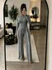 723 Conjunto de dos piezas de otoño/invierno nuevo para mujer, transfronterizo europeo y americano: top liso de manga larga ajustado + pantalones de pierna ancha con rayas de contraste