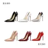 Tacones altos de aguja zapatos de cama para sexo mujer primavera verano charol superficie brillante punta fina centímetro zapatos de vestir dropshipping Ma Taibao en stock
