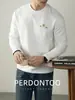 [Estilo Clássico de Luxo] Camiseta Masculina de Algodão Modal 60S com Caimento Leve, Manga Longa, Para Primavera e Outono, Amiga da Pele, Estampada, Camada Base