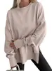 Sudadera holgada transfronteriza europea y americana Amazon TEMU con aberturas laterales, patchwork, cuello redondo, mangas cortas y mangas murciélago