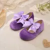 Zapatos Mary Jane de Terciopelo con Moño para Niñas, Zapatos de Florista para Fiesta, Bailarinas Retro de Princesa con Velcro