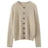 Nuevo suéter de punto de cuello redondo para otoño e invierno, cárdigan de punto 100% cachemira pura para mujer con múltiples botones y mangas largas