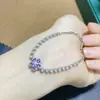 Pulsera de Tanzanita Natural, Morado Atractivo, Cuerpo Puro, Plata 925, Piedra Principal Exquisitamente Incrustada 3*3mm Tanzanita Natural