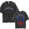 Camiseta Lavada Retro Eddie Munson Camiseta de Monstruo Demogorgon Caníbal Camiseta Oversize para Hombre
