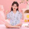 Pijama Infantil de Algodão Crepe Bolha de Verão Cardigã de Lapela Manga Curta Shorts Roupas Fofas Doces para Casa de Crianças