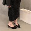 Zapatos de tacón alto franceses con estampado de gatito y leopardo, zapatillas medias Baotou para mujer, para exterior, primavera y otoño 2024, zapatos medios de gamuza
