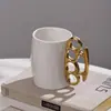 Caneca Criativa em Forma de Anel Transfronteiriça, Caneca de Café de Luxo Leve de Alta Qualidade, Copo de Água Irregular de Cerâmica, Copos Combinando para Casais