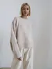 Suéter de tricô feminino com gola redonda, espesso, para outono e inverno, estilo cruzado russo e europeu/americano, versátil, para usar como peça externa