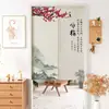 Cortina de Porta de Tecido Estilo Chinês com Ameixa, Orquídea, Bambu e Crisântemo Cortina Meia para Divisória de Quarto de Casa Cortina de Proteção para Cozinha Banheiro Cortina de Porta Estampada