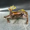 Adornos de Ciervo Dorados en Cobre Estilo Antiguo, un Par, Adecuados como Regalos de Inauguración de Casa, Ceremonia de Apertura o Bodas, para Decoración de Sala de Estar, Entrada o Oficina