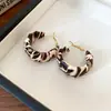 Aretes Redondos Estampado de Leopardo Maillard Marrón Diseño Retro Lujo Accesible Aretes de Estilo Étnico Aretes de Nicho de Alta Gama para Mujer
