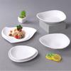 Vajilla de melamina imitación porcelana plato en forma de abanico para refrigerios postres plato triangular de forma especial creativo plato frío plato frío comercial