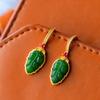 Pendientes de hoja verde verde aceite espinaca rusa pendientes de hoja de jaspe verde elegantes combinan con todo Pendientes súper de hada joyería